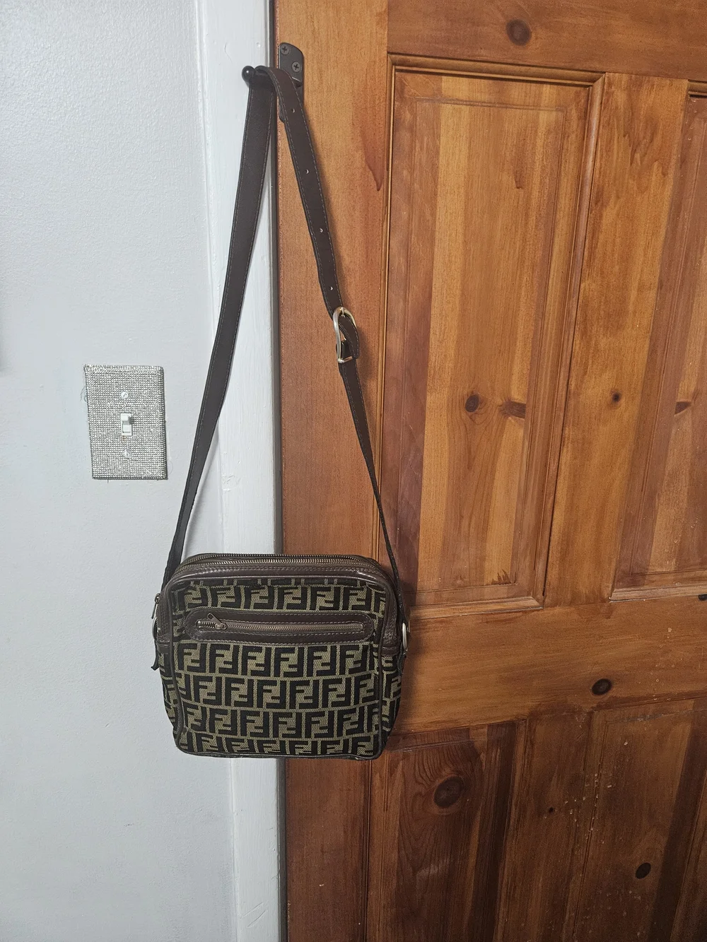 Fendi Brown Monogram Messenger Crossbody Bag